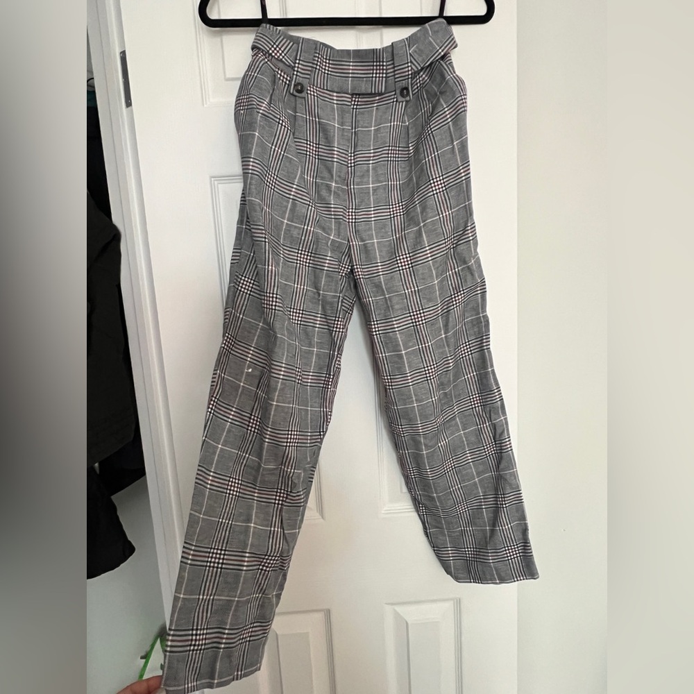 Topshop pleated plaid pants, size 4, straight leg